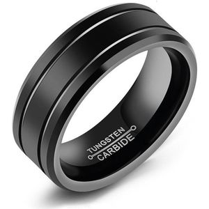 Ring heren zwart tungsten - Zwarte Ringen van Mauro Vinci - met Geschenkverpakking - maat 12