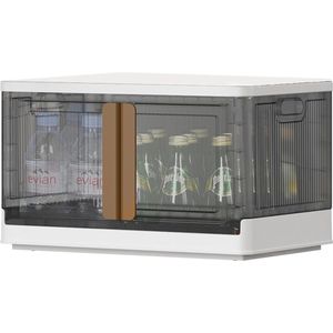 Opvouwbare opbergdoos met deksel, 72L dozen, stapelbare dozen, plastic doos, opbergdozen, transparante vouwdoos met deuren en wielen voor woonkamer, keuken, voedsel, verpakking van 1