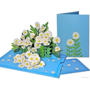 Popcards popupkaarten – Verjaardagskaart Moederdag Margriet Bloeiende Margrieten Bloemen Vriendschap Liefde Felicitatie pop-up kaart 3D wenskaart