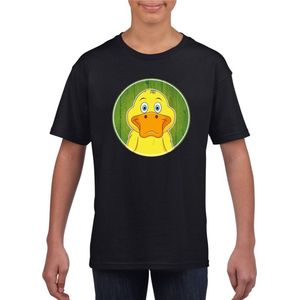 Kinder t-shirt zwart met vrolijke eend print - eenden shirt - kinderkleding / kleding 146/152