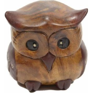 Beeld - Uil - Hout - 13x12x12 cm - Sawahasa - Thailand - Fairtrade