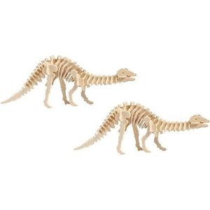 2x Bouwpakket Hout Apatosaurus Dinosaurus - 3D Puzzel Dino Speelgoed