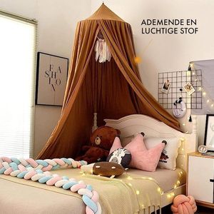 Baldakijn kinderkamer 245 cm - in 5 kleuren - bedhemel meisjes, jongens en baby - hemelbed gordijnen - klamboe dubbel bed - hemel babybed - canopy - caramel