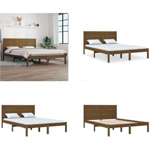vidaXL Bedframe massief grenenhout honingbruin 120x200 cm - Bedframe - Bedframes - Tweepersoonsbed - Bed