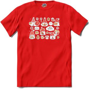 Kerst gnomies - T-Shirt - Heren - Rood - Maat L