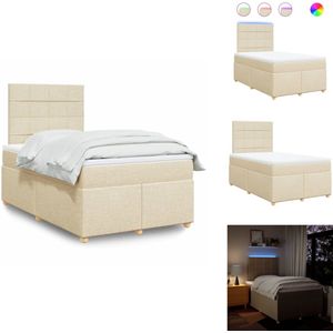 vidaXL Boxspringbed - Boxspringbedden - Slaapkamer Meubilair - Boxspring - Boxspring met matras stof crèmekleurig 120x200 cm