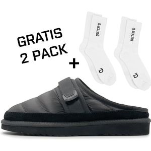 Dutch'D ® - Luxe pantoffel - Sloffen - Ease Mule zwart - Maat 40 - Echt wol! - Heerlijk warm