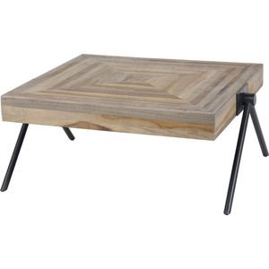 Robuuste salontafel Teca balance | 70x70 cm | hoogte 33 cm | verweerd teakhout | stoer & natuurlijk ontwerp | woonkamer