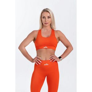 Mives® Sportlegging en Top - Yoga - Fitness set - Scrunch Butt - Dames Legging - Sportkleding - Fashion legging - Broeken - Gym Sports - Legging Fitness Wear - High Waist - ORANJE- maat S - BRA