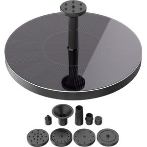 b'Nomio Solar Fontein op Zonne Energie \xe2\x80\x93 Fontein Pomp voor Vogelbad/Vijver/Tuin/Zwembad/Waterschaal \xe2\x80\x93 met 8 Opzetstukken - Milieuvriendelijke Fontijn \xe2\x80\x93 \xe2\x8c\x80160mm'