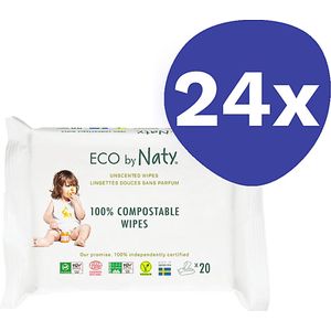 Naty Babydoekjes Gevoelige Huid - Ongeparfumeerd (Reispakket) (24x 20 stuks)