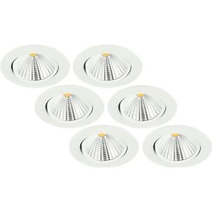 Groenovatie Inbouwspot LED - 5W - Rond - Kantelbaar - Dimbaar - Ø 85 mm - 6-Pack - Wit