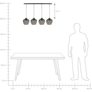 SHERRY - Hanglamp 4 lampen - Grijs - IJzer