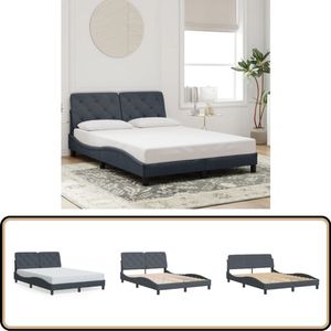vidaXL Bedframe zonder matras 140x200 cm fluweel donkergrijs