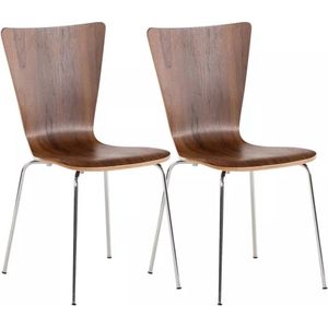 In And OutdoorMatch bezoekersstoelen Genesis - Donkerbruin - hout - stapelbaar - Set van 2 - Zithoogte 45 cm - modern design