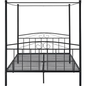 In And OutdoorMatch Metalen hemelbed Jetty - Zwart - Met bedbodem - 180x200 cm - Modern design