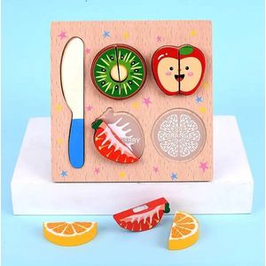 Houten fruit puzzel - Vanaf 1 jaar - Fruit snijden - Kinderpuzzel - Educatief montessori speelgoed - Keukentje - Grapat en Grimms style