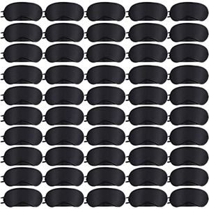 JEFFOUOO Pakket van 50 slaapmaskers, oogmasker, slaapblinddoek, draagbare slaapbril met neuspad, blinddoek oogafdekking voor dames heren slaapspelreizen (zwart)