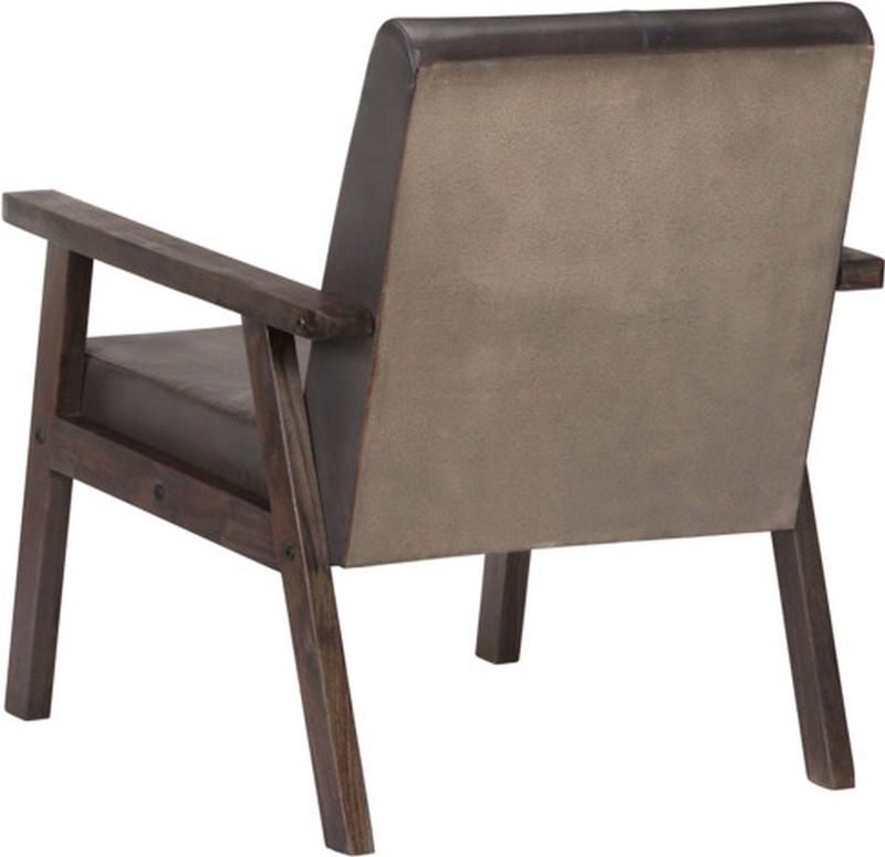 vidaXL Fauteuil echt leer grijs