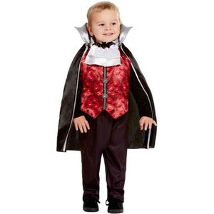 Smiffy's - Vampier & Dracula Kostuum - Graaf Hapkeel Vampier - Jongen - Rood, Zwart - Maat 116 - Halloween - Verkleedkleding