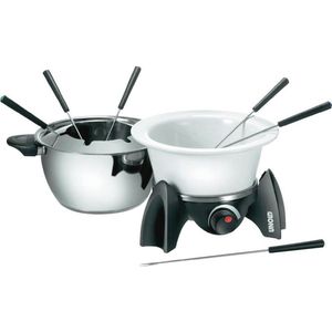 Elektrische Fondueset voor 6 Personen - Roestvrijstalen en Keramische Pan voor Vlees, Chocolade en Kaasfondue