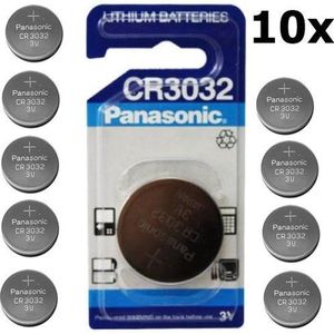 10 Stuks (10 Blister a 1st) Panasonic Lithium CR3032 500mAh 3V knoopcel batterij