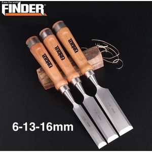 FINDER Tools Set van 3 Houtbeitels - Beitel - Beitelset - Steekbeitelset - Steekbeitel - 6mm - 13mm - 16mm