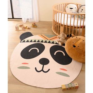 Vloerkleed pandabeer kinderkamer - Wasbaar wit/zwart 140x150 cm