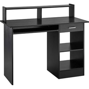 FURNIBELLA - Bureau met laden, computertafel zwart bureau voor thuiskantoor met opbergvakken - 106 x 94 x 50 cm (B x H x D)