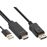 HDMI naar DisplayPort kabel - 4K 30Hz - 0,5 meter - Zwart