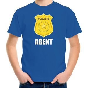 Agent politie embleem t-shirt blauw voor kinderen - politie - verkleedkleding / carnaval kostuum 158/164