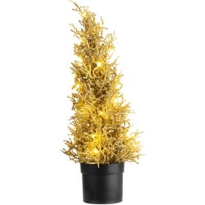 Kerstboom 25 LED lights glitter goud 15x15xH43 cm kunststof excl. 3 AAA batterijen