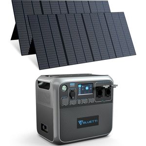 BLUETTI zonnegenerator AC200P+2*PV350 350W zonnepanelen zonne-energie generator voor thuisgebruik, reizen, stroomuitval