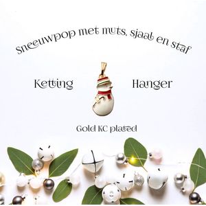 Mira Bijoux - Kettinghanger aan ketting (42+5 cm) - Sneeuwpop met muts en sjaal - KC Goud Plated - Wit Rood Groen - 2 x 1 cm hanger - Volwassenen Jeugd Kinderen - Casual Kerst Winter Feest