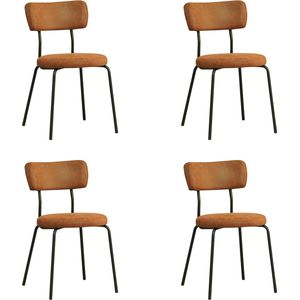 Bronx71® Industriële eetkamerstoel Lyon cognac eco-leer - Eetkamerstoelen set van 4