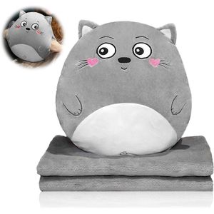2-in-1 Children's Blanket and Pillow - Cute Plush Stuffed Animal Design - Perfect Gift for Birthdays, Valentine's Day, Christmas, and Travel Holiday