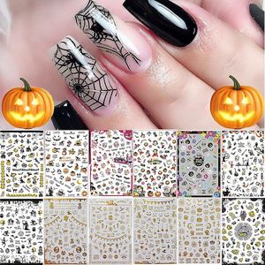 12 Sheets Halloween Nail Art Stickers Decals, DIY Zelfklevende Nail Sticker Decals Nail Art Tips Stencil Nail Decorations voor Halloween Party, Inclusief Pumpkin/Bat/Ghost