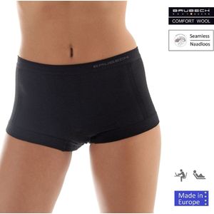 Brubeck Dames Ondergoed Boxershorts Naadloos met Merinowol - Zwart - L