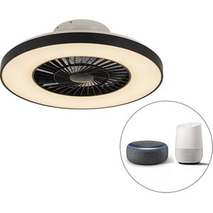 LED Smart Plafondventilator met Verlichting | Lamp en Afstandsbediening - 1 lichts - Ø 60 cm - Zwart - Woonkamer | Slaapkamer | Keuken - QAZQA climo star