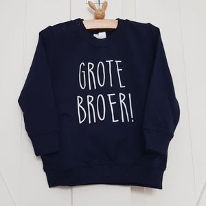 Sweater trui shirt voor kind - grote broer blauw Maat 74 - Big brother bro - Familie uitbreiding - Zwangerschap aankondiging hoera stoer ik word bekendmaking baby