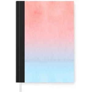 Notitieboek - Schrijfboek - Waterverf - Roze - Blauw - Notitieboekje klein - A5 formaat - Schrijfblok