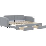 vidaXL - Slaapbank - onderschuifbed - en - lades - 100x200 - cm - stof - lichtgrijs