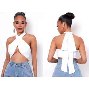 ASTRADAVI Damesmode - Top - Bandeau Crop Top - Extra Lang Extra lang en op Meerdere Manieren te Dragen - One Size / Wit