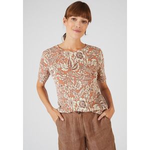 Damart - T-shirt van mix van linnen - Vrouwen - Oranje - XS