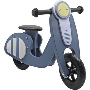 Maxx Kidz Houten Retro Loopfiets - Balance Bike met Verstelbaar Zadel - Mini Loopfietsje van Hout - Loopscooter voor Jongens en Meisjes van 1 & 2 Jaar - Blauw