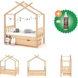 vidaXL Kinderbedframe met lade massief grenenhout 70x140 cm - Bed - Inclusief Houtreiniger en verfrisser