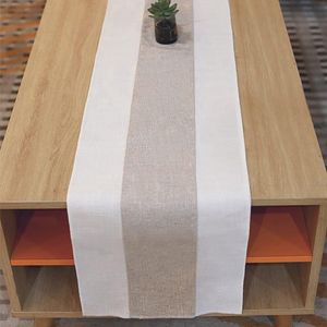 Tafelloper , Eenvoudige Landelijke Stijl Wasbare Tafelloper Gemaakt van Twee-Tinten Stikwerk , Elegante Tafeldecoratie voor Verjaardagen en Bruiloften , 30 cm x 180 cm