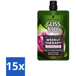Schwarzkopf - Gliss Kur - Haarverzorging - Beschadigd En Gevoelig Haar - 50 ml - Bulkverpakking - 15 stuks