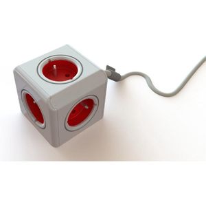 Stekkerdoos Met Overspanningsbeveiliging - Powerstrip Rood Wit - Inclusief Opbergdoos - Veilige Stroomverdeler Met Schakelaar