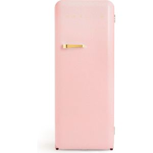 CREATE - Koelkast met vriezer - Capaciteit 281L - 3 verwisselbare planken - Handvat Gold - Pastel roze - RETRO FRIDGE